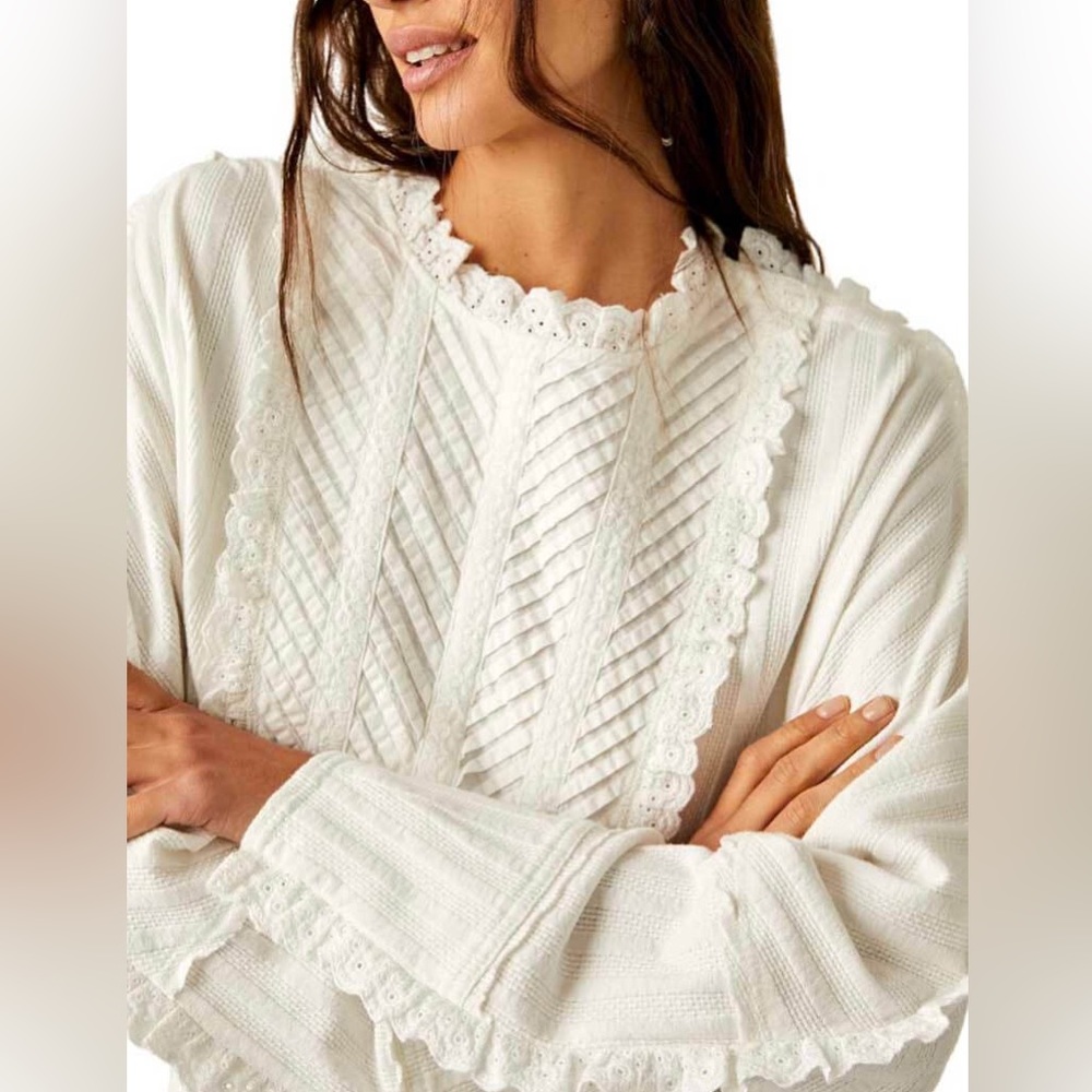 Free People White Ruffled Top - Picture 4 of 4